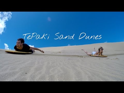Sandboarding at the Te Paki Sand Dunes