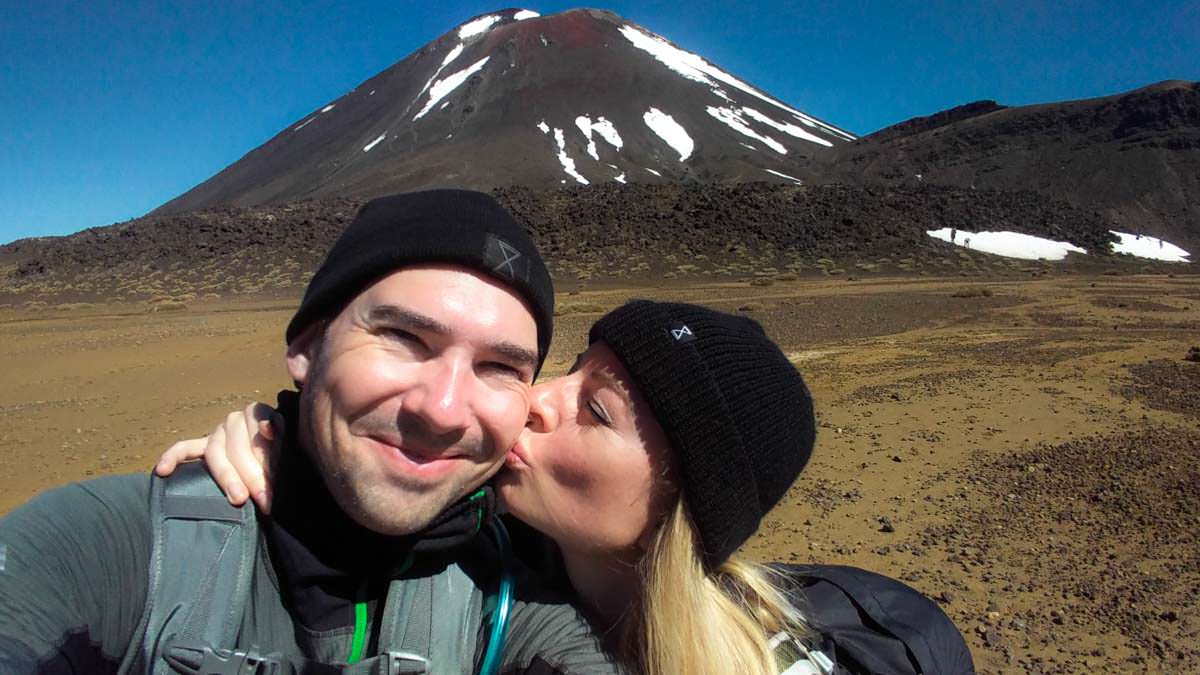 Selfie vor Mount Doom im Tongariro Nationalpark