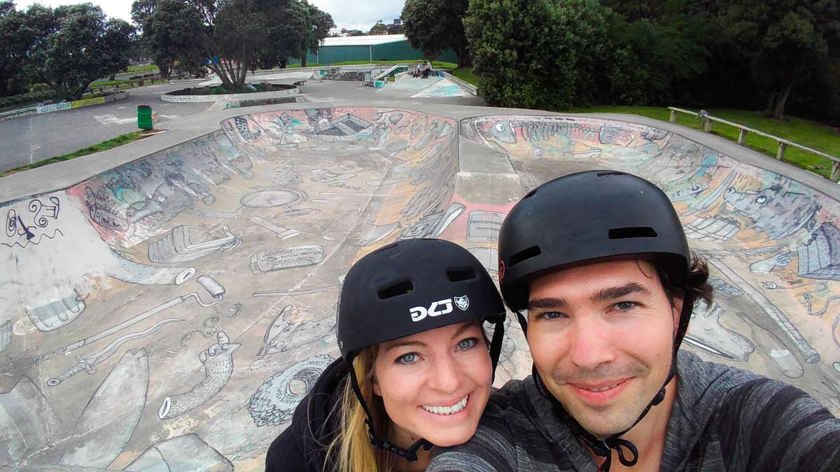 Selfie im Skatepark von New Plymouth in Neuseeland