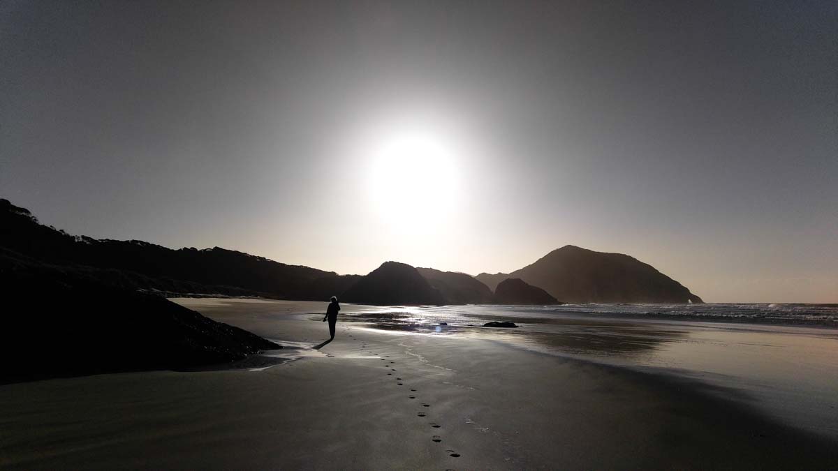 Sonnenuntergang am Wharariki Beach