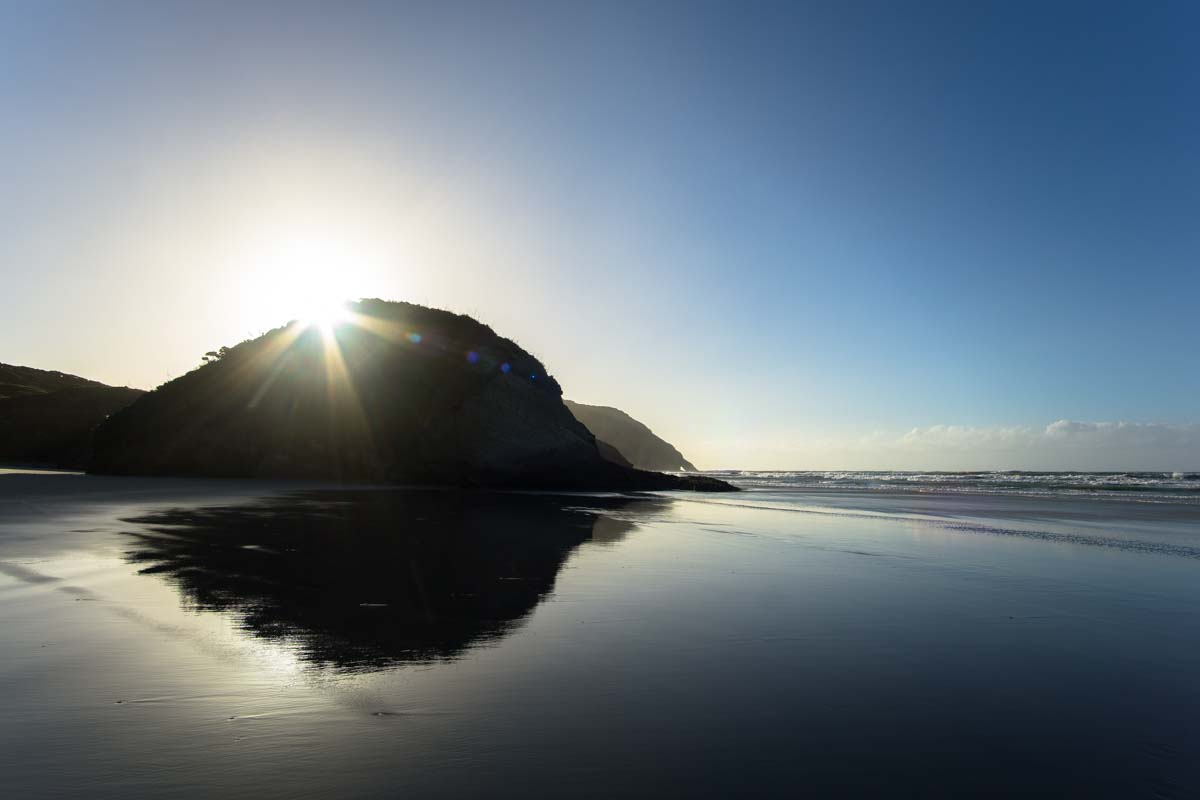 Sonnenuntergang am Wharariki Beach