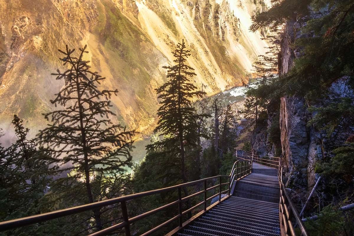 Uncle Tom´s Trail an den Lower Falls (Yellowstone)