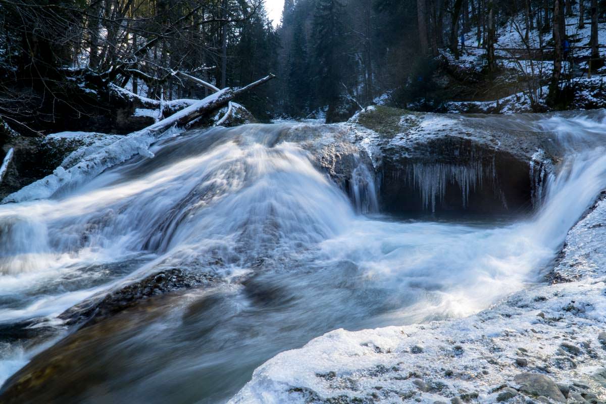 Wasserfall am 25.02.2018 Wasserfall mit Eiszapfen im Eistobel (Allgäu)