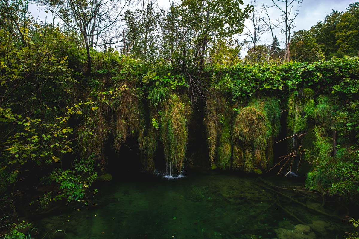 Moosbewachsene Wasserfälle bei den Oberen Seen (Nationalpark Plitvicer Seen)