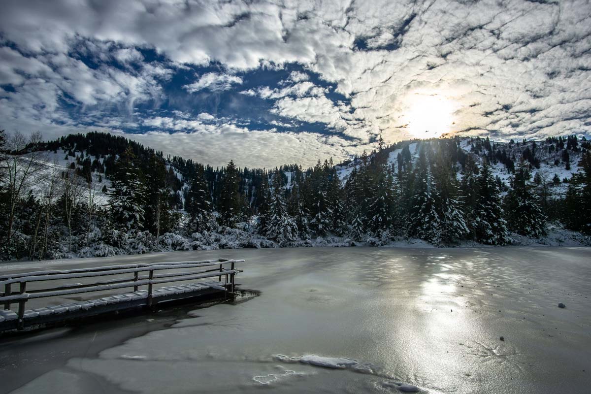 Winterlandschaft am Hörmoos See (Steibis, Deutschland)