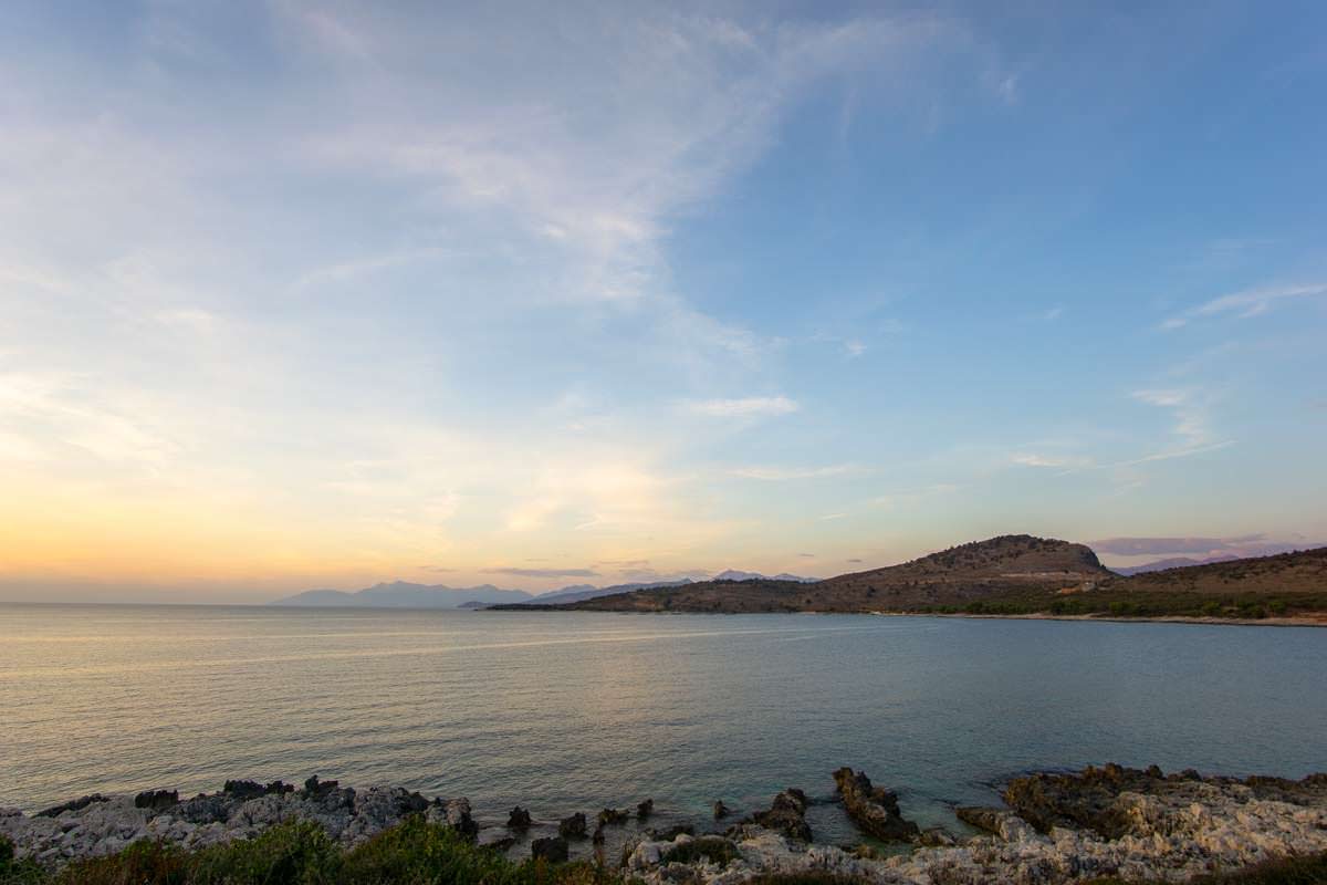 Sonnenuntergang über dem Butrint Nationalpark (Albanien)