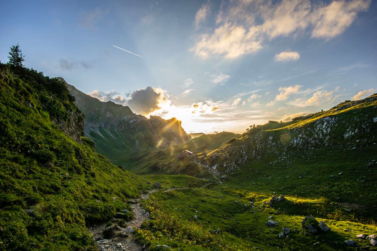 Abends wird es ruhig auf der Wanderung vom Schrecksee nach Hinterstein