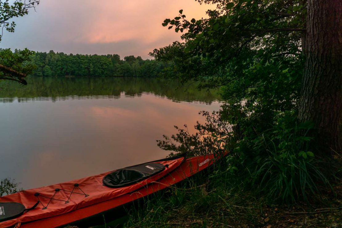 Sonnenuntergang am Jamelsee am Camping Hexenwäldchen