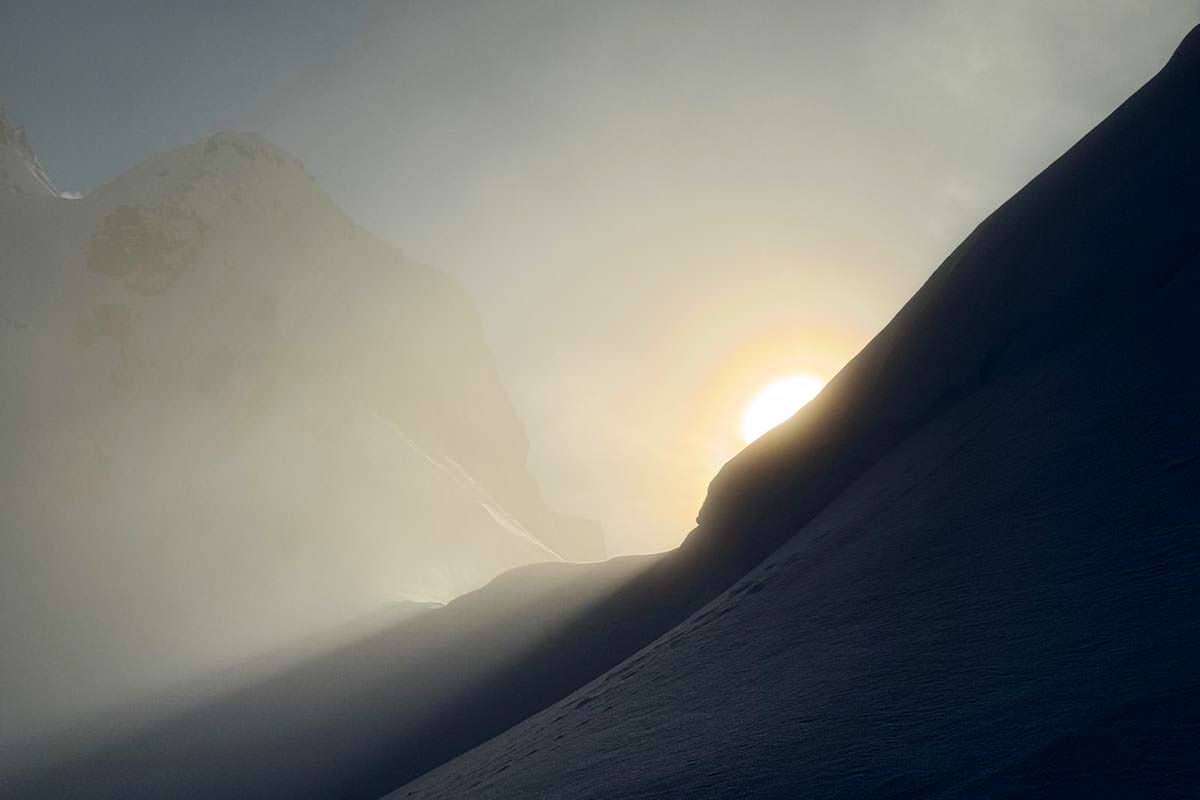 Lichtspiele während der Skitour auf den Gamsfuß